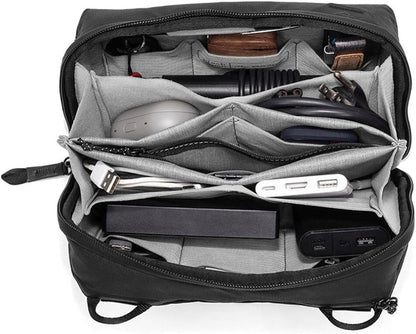 Peak Design Small Tech Pouch, Black, Electronics Organizer for Travel or Everyday Carry, Origami-Style Storage, Cable Pass-Through, Weatherproof Recycled Nylon, Gear Carry Bag for Men and Women