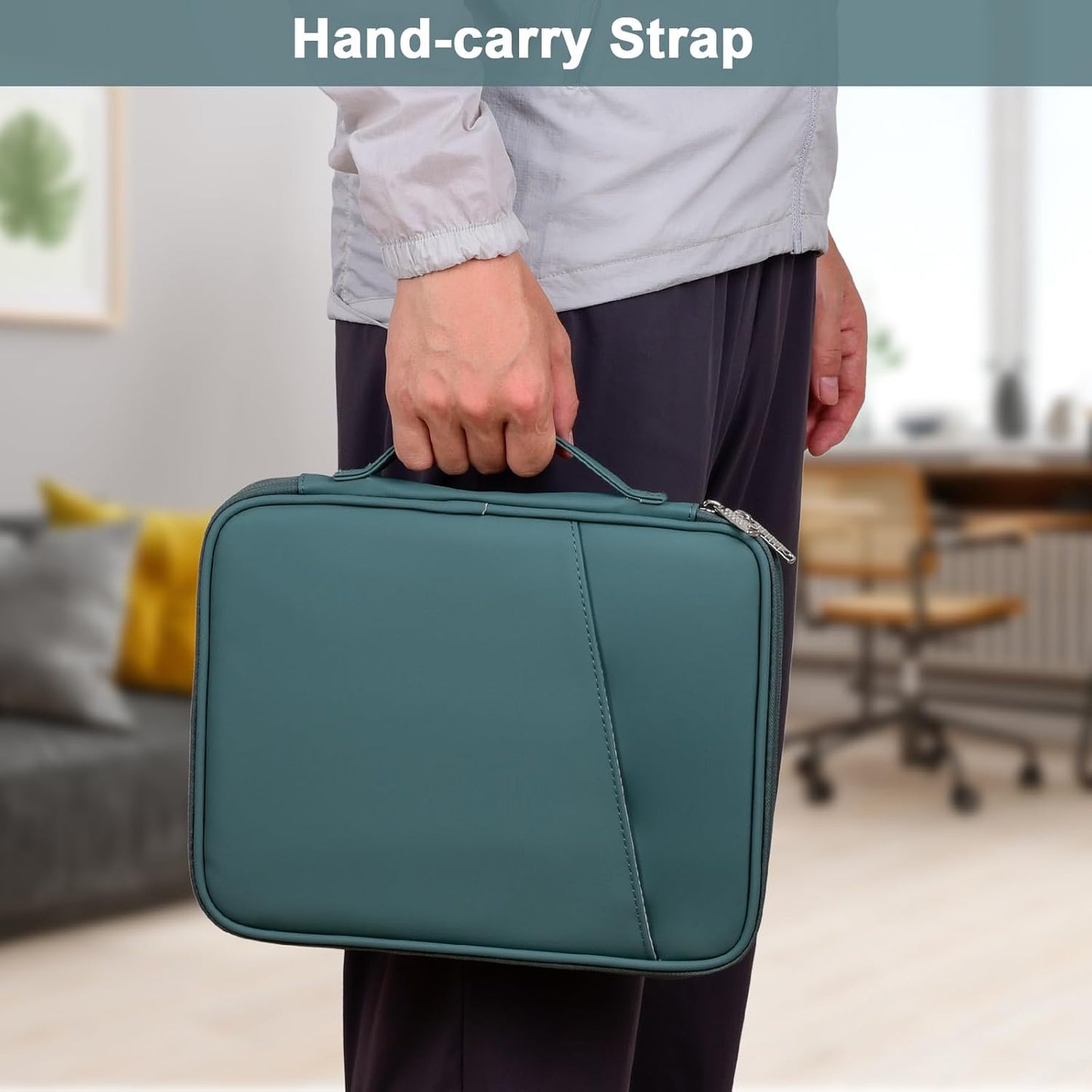 8-9 Inch Tablet Sleeve Bag, Padded Travel Pouch for Galaxy Tab A9 8.7/Tab A 8.4/Fire HD 8, Portfolio Style with Mesh Pocket and Compartments for Accessories (PU-Gray9)