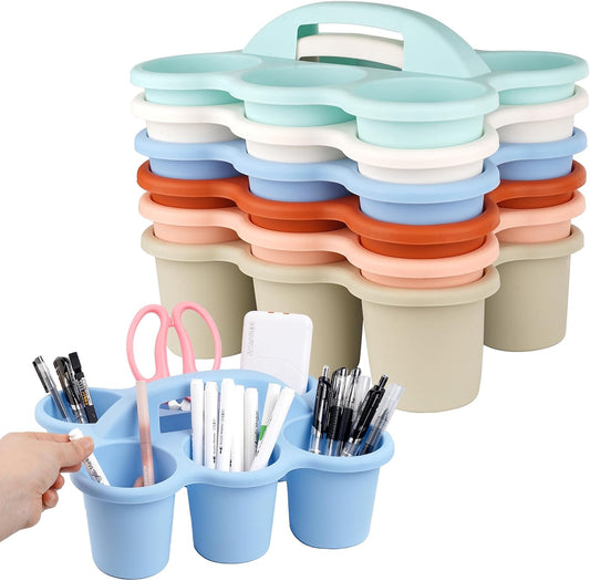 6 Color Plastic Classroom Caddy, Multipurpose Caddy Organizer With Handle, Protable Art Craft Caddy, Stackable Desk Organizer for Stationery, Storage Caddy For Craft Tools, School Supply