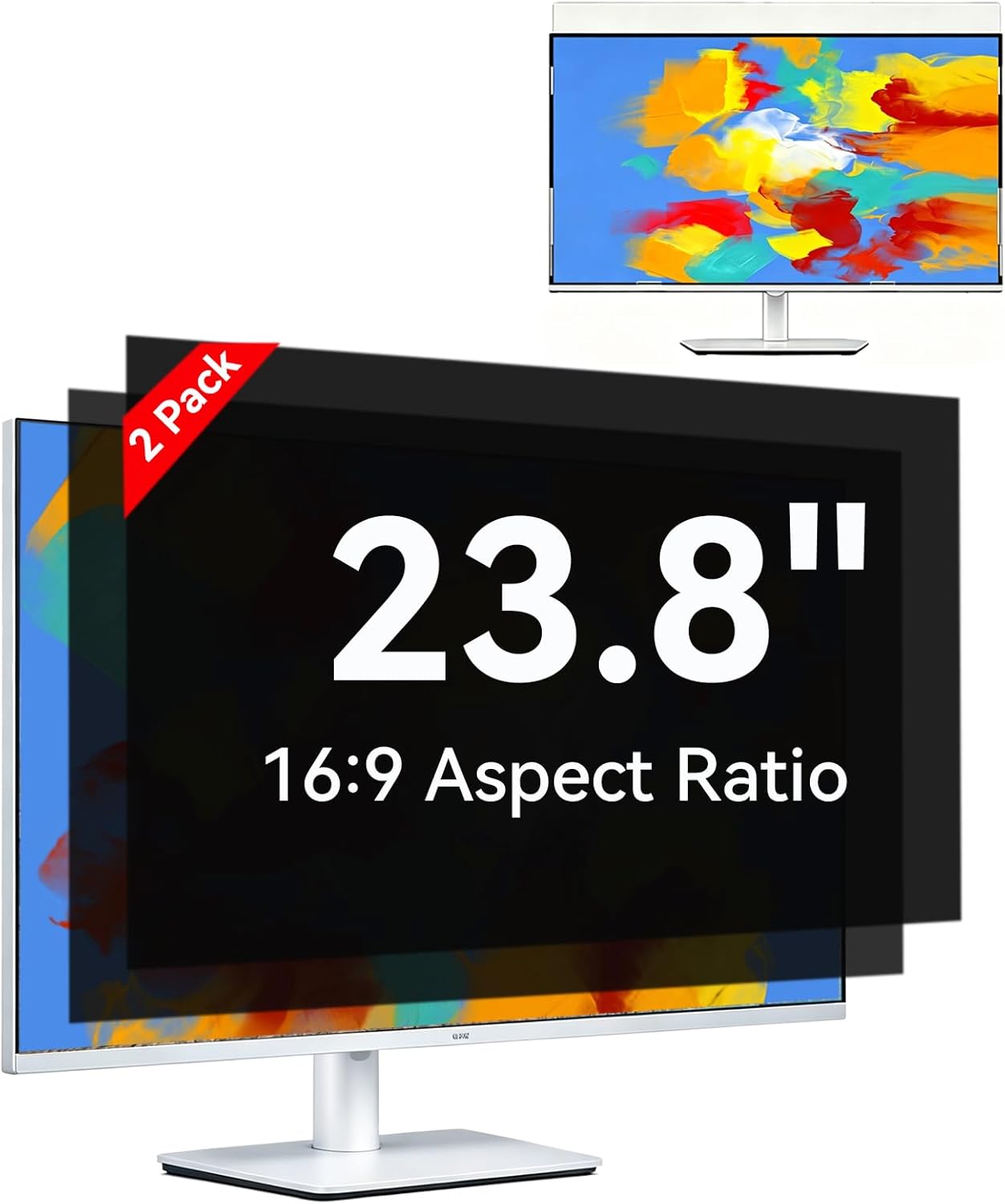 [2-Pack] 24 Inch Computer Privacy Screen 16:9 Aspect Ratio Widescreen Monitor, Eye Protection Anti Blue Light Glare Computer Monitor Privacy Filter, 24inch Removable Black Blackout Anti Spy Desktop Security Privacy Filter