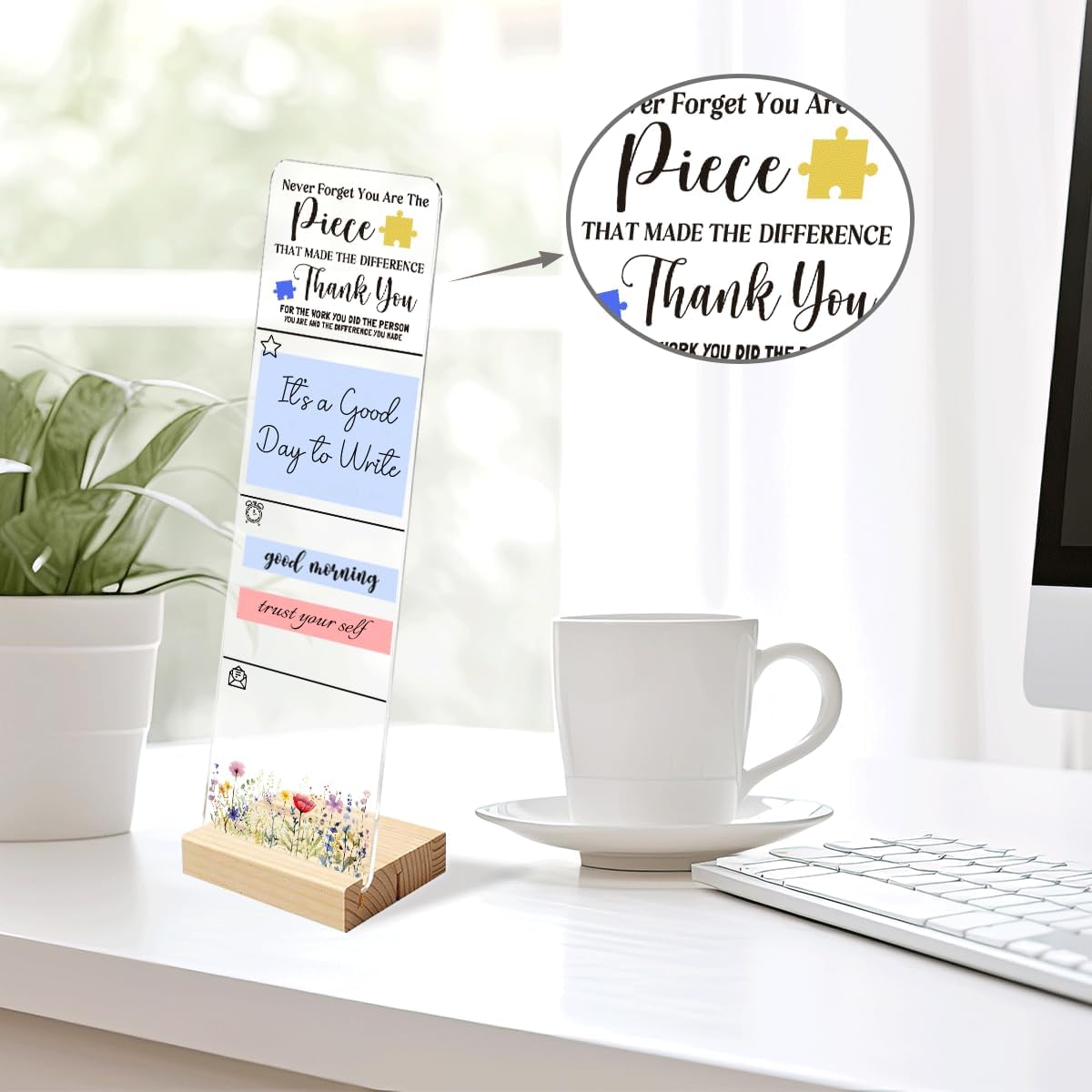 Sticky Note Holder Acrylic Monitor Memo Board Desk Organizers and Accessories Desk Decor Post It Note Holder with 200Pcs Sticky Notes Funny Sarcastic Office Positive Desk Sign