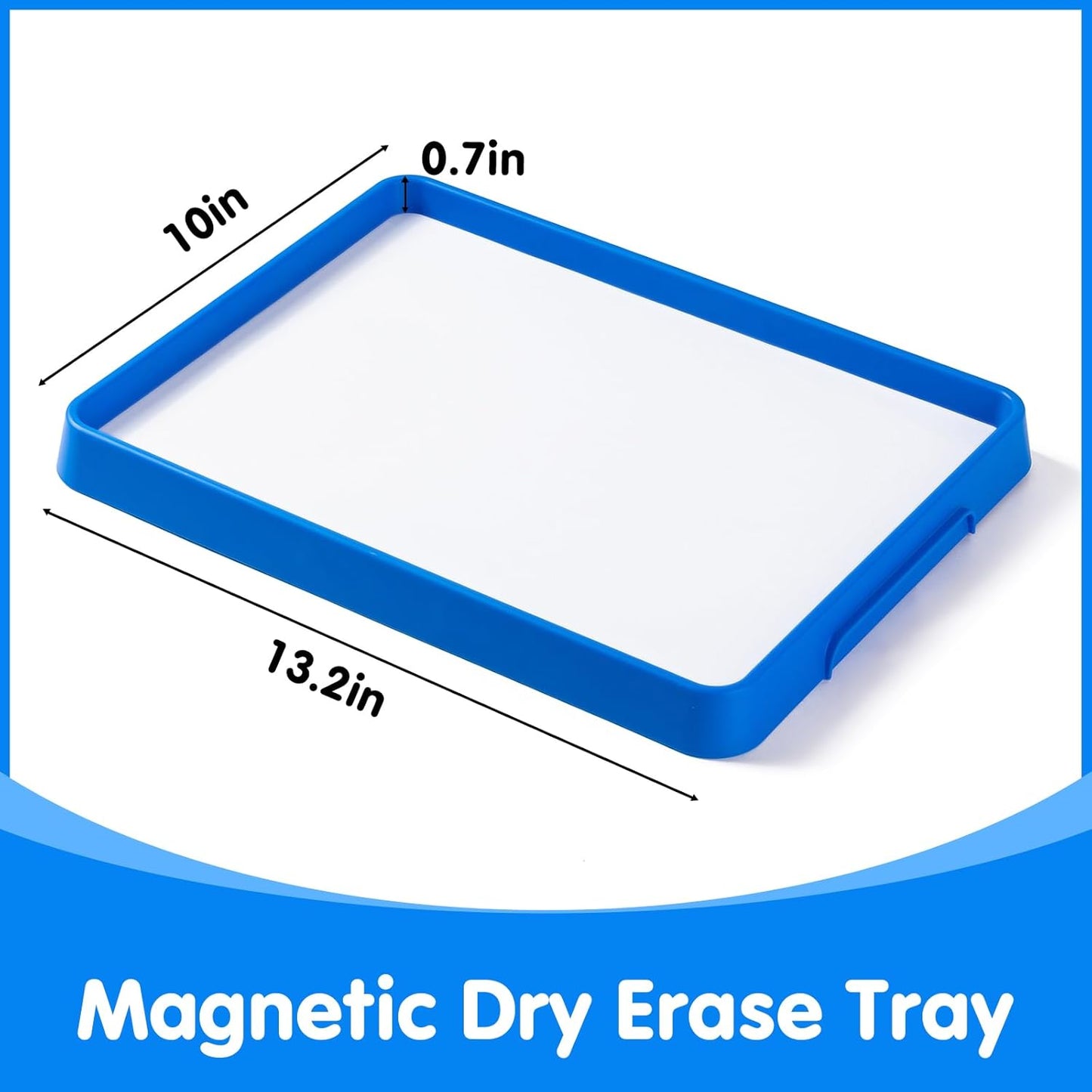 Magnetic Board for Kids – 13.2" X 10" - Magnetic Dry Erase Tray | Stackable Magnetic Tray for Classroom, Home, Travel & Preschool Learning (Cyan)