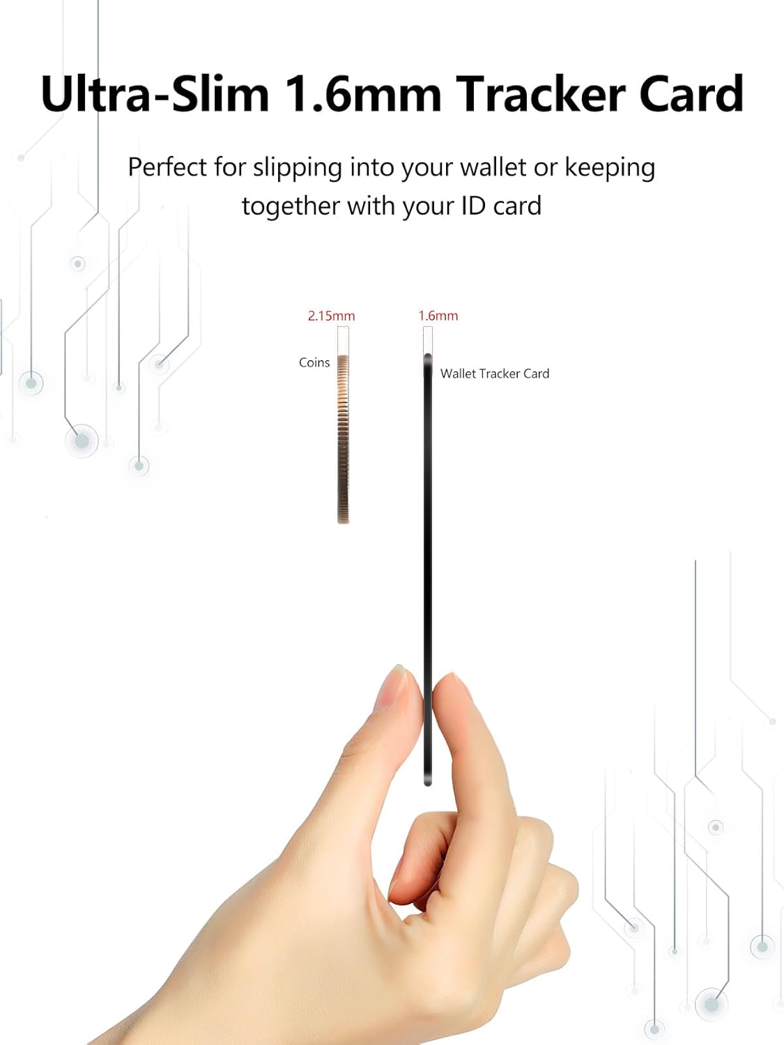 Wallet Tracker Card Work with Apple Find My, Ultra-Slim Rechargeable Tracking Card Credit Card Tracker for Wallet, Luggage, Passport (for iOS, 2 Pack)