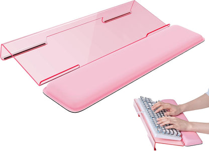 Laborio Computer Keyboard Stand for Desktop, Keyboard Riser Wrist Rest Holder for Easy Typing, Office Desk, Home, School Accessories(Coffee)