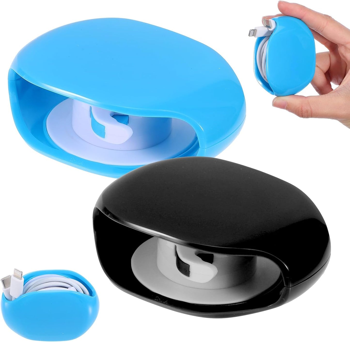2 PCS Cord Reel Cord Retractor Automatic, Retractable Hidden Cable Reels, Small Roll Winder Case for USB Cable Headset Data Charger Cables Organization, No More Tangled