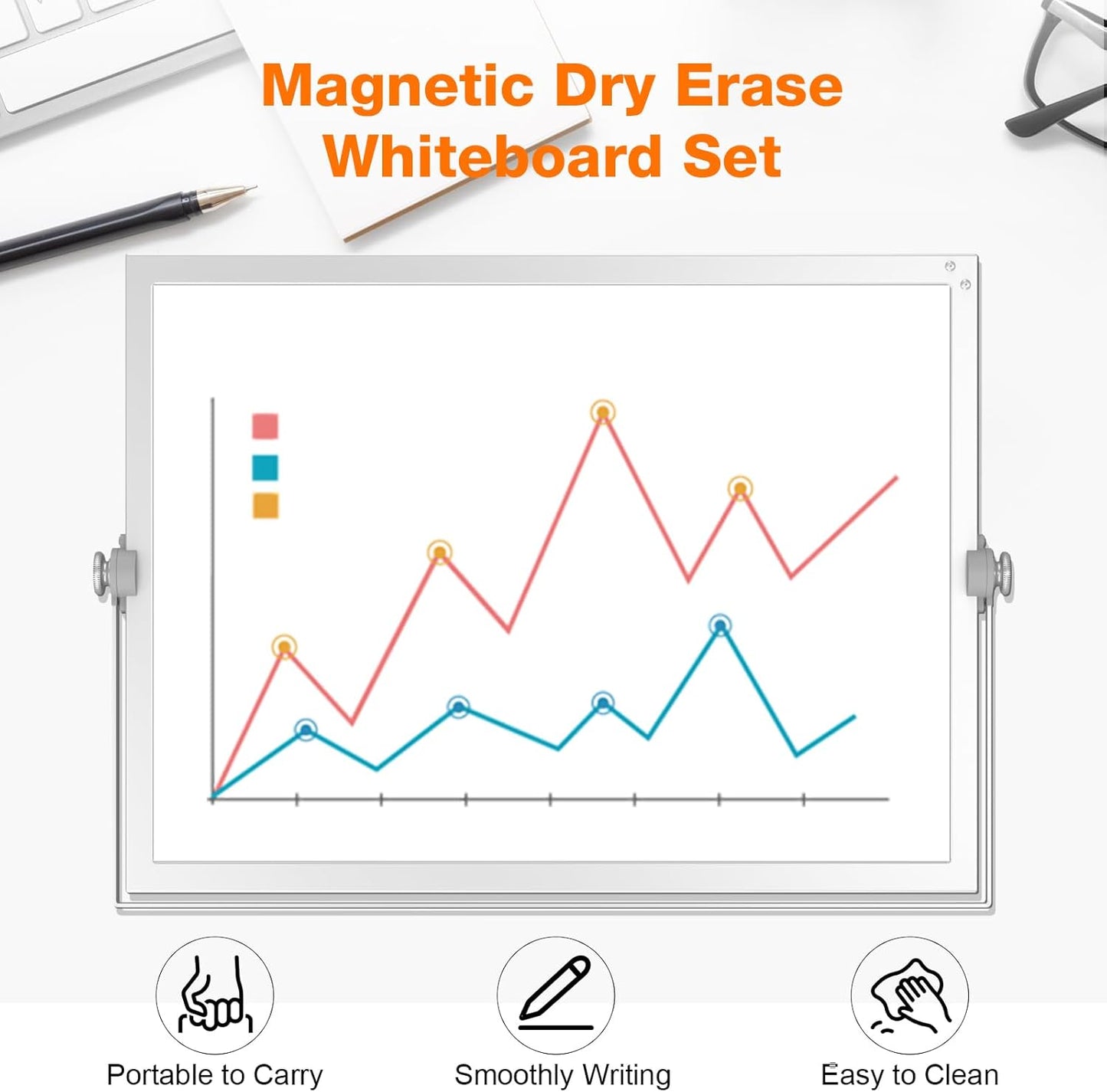 Small Dry Erase White Board, Magnetic Desktop Whiteboard with Stand, Dry Eease Board Mini Easel Double Sided on Table Top with Holder for Kids Drawing, Teacher Instruction
