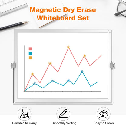 Small Dry Erase White Board, Magnetic Desktop Whiteboard with Stand, Dry Eease Board Mini Easel Double Sided on Table Top with Holder for Kids Drawing, Teacher Instruction