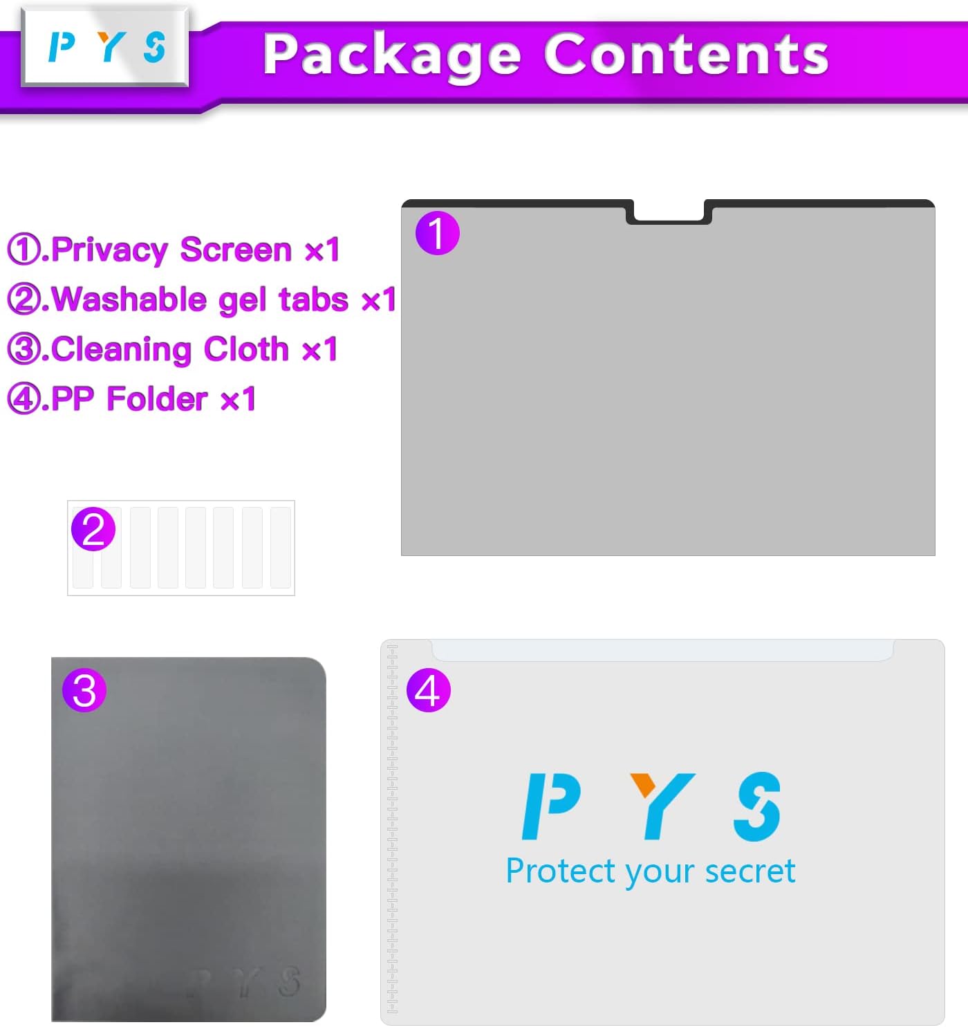 PYS Magnetic Laptop Privacy Screen Filter 15.6 Inch 16:9 - Detachable Computer Screen Privacy Shield, Anti-Glare Blue Light, Removable 15.6" Screen Protector for Lenovo, HP, Dell, Acer, ASUS