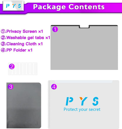 PYS Magnetic Laptop Privacy Screen Filter 15.6 Inch 16:9 - Detachable Computer Screen Privacy Shield, Anti-Glare Blue Light, Removable 15.6" Screen Protector for Lenovo, HP, Dell, Acer, ASUS