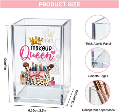 Better Late Than Ugly Acrylic Makeup Brush Organizer Holder, Self Affirmations Desk Acrylic Brushes Storage, Make Up Artist Gifts, Birthday Gifts for Her Wife Sister Friend Makeup Lovers