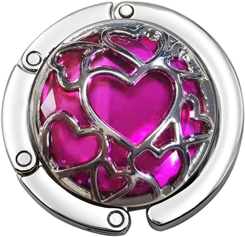 Multiple Hearts Style Premium Foldable Handbag Bag Purse Hanger Table Hook Holder (Gray)