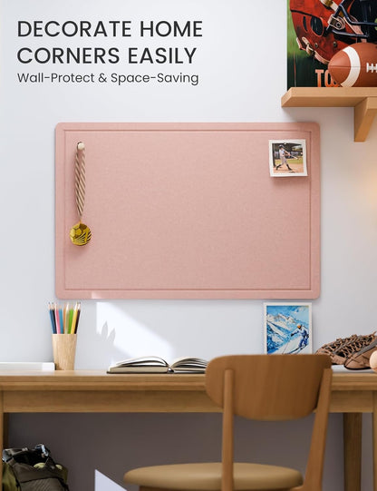 Fluxynara Bulletin Board, 23.6" x 17.5" Cork Board Alternative with 12 Safe Removable Adhesive Tabs, Foldable Felt Pin Board for Home Office, Classroom, Bedroom,Entryway for Walls—Sage
