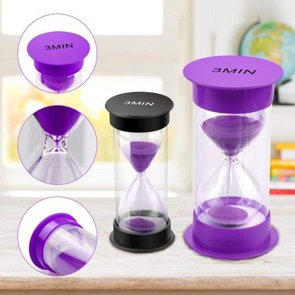EMDMAK Sand Timer, Acrylic Hourglass Colorful Sandglass Timer 1 min/2 mins/3 mins/5 mins/10 mins/15 mins Sand Clock Timer for Games Classroom Home Office(Pack of 6)