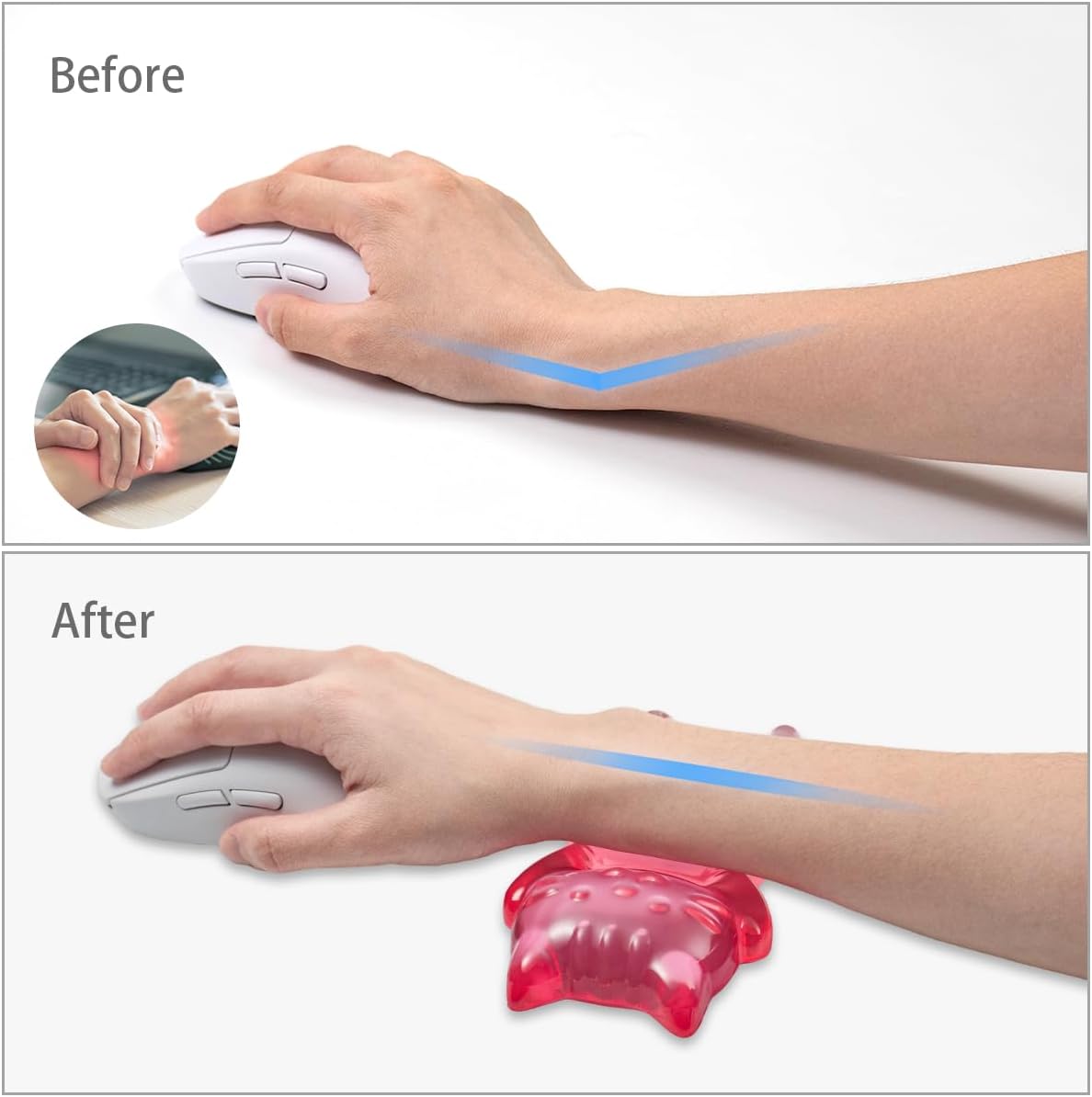 Ergonomic Gel Mouse Wrist Rest – Clear Cute Cat Mouse Wrist Rest, Comfort & Support for Typing and Gaming (Pink)