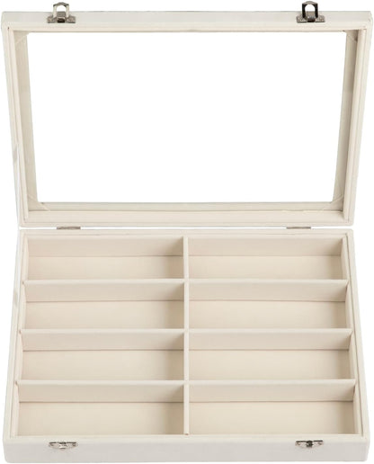 Frebeauty Sunglass Organizer,Velvet Glasses Organizer,8-Slot Sunglasses Tray for Drawer, Men's/Women's Sunglasses Box, Glasses Holder for Watch Stackable Eyeglass/Eyewear Display Tray(Beige)