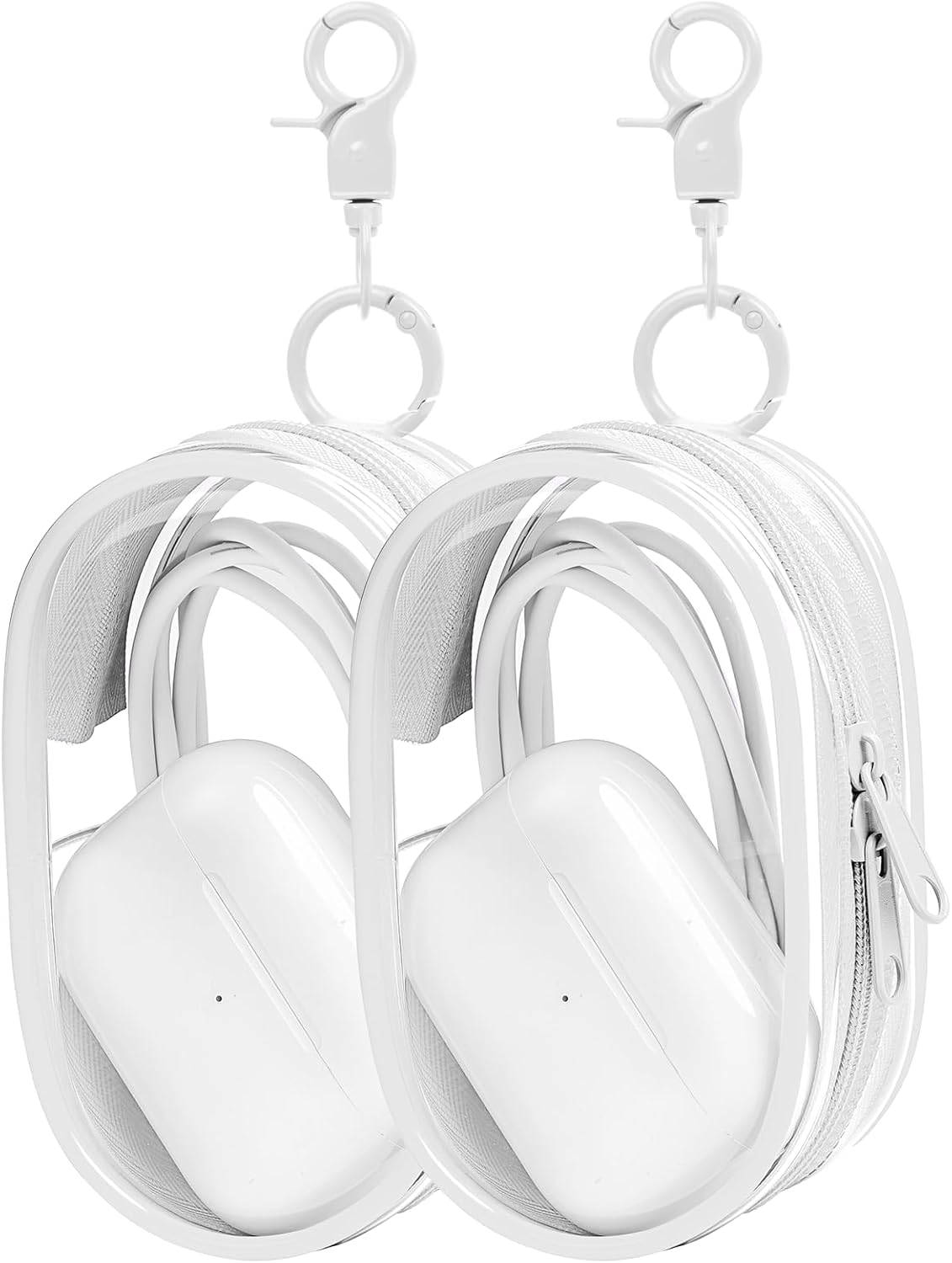 Linsaner 1|2|4 Pack Available Storage Bag for Organizing Data Cables, Earphone, Chargers, Keys, Change, Blind Box Doll Transparent Display Bag, Tech Pouch (Black, 1 Pack)