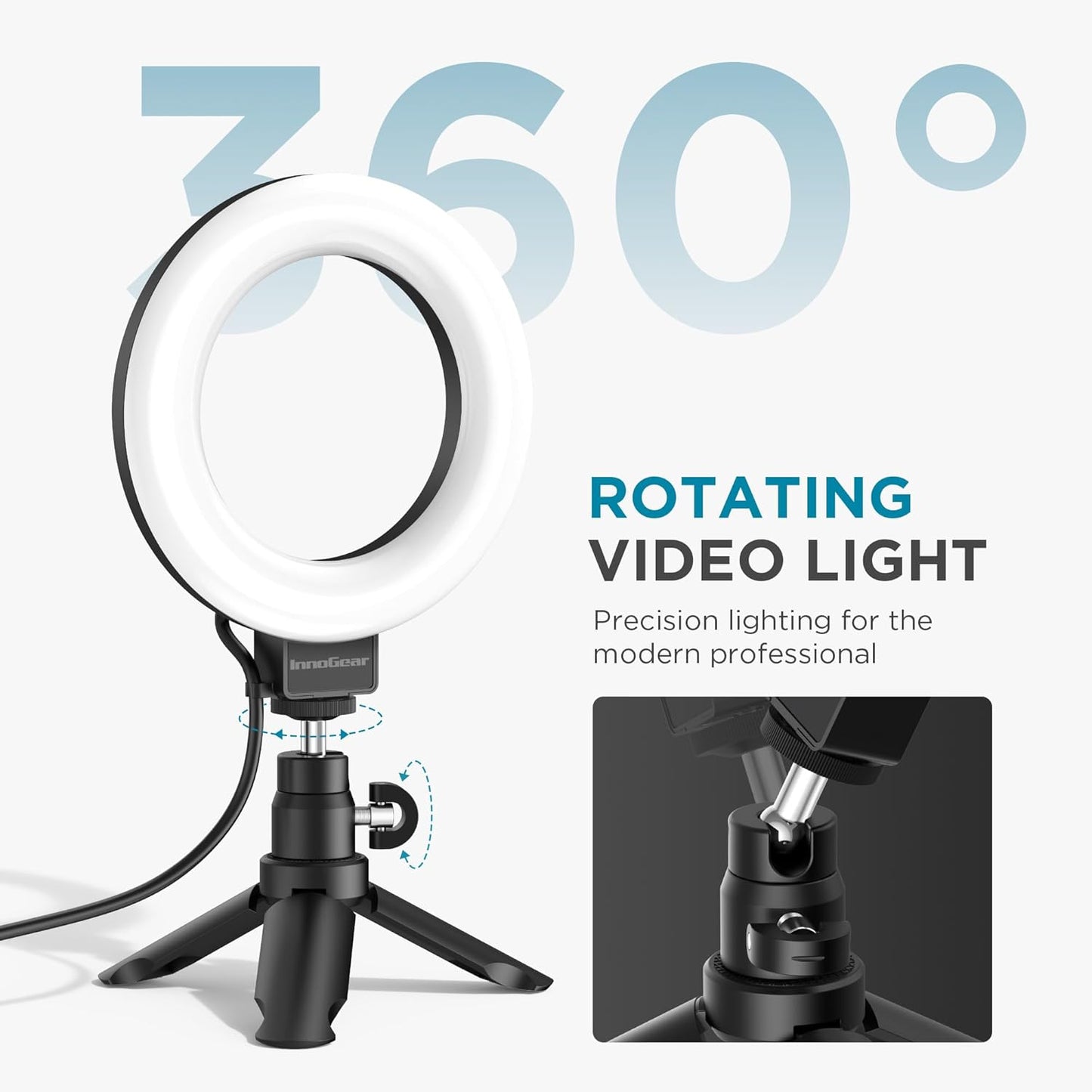 InnoGear Video Conference Light, On-Camera Video Lights for Monitor Desk LED Streaming Lighting with Remote and Touch Control Selfie Zoom Lighting for Computer Webcam Laptop Podcast, Recording