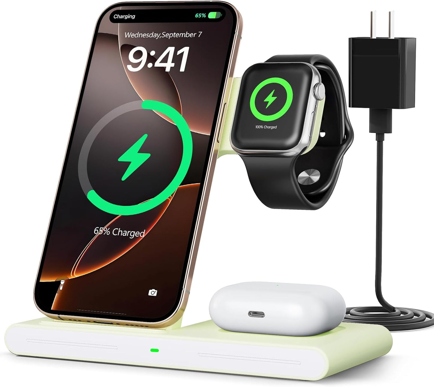 RYND 2026 Travel Portable Wireless Fast Charger for Apple & Android Charging Station,3 in 1 Charging for iPhone17 16 15 14 13 12,Apple Watch Series & Air pods 4 3 2 Pro,Samsung Galaxy