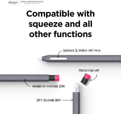elago Compatible with Apple Pencil Pro Case & Apple Pencil 2nd Generation Case, Compatible with Magnetic Charging, Double Tap, Squeeze, Haptic (Must Read Installation Instructions) [Lovely Pink]