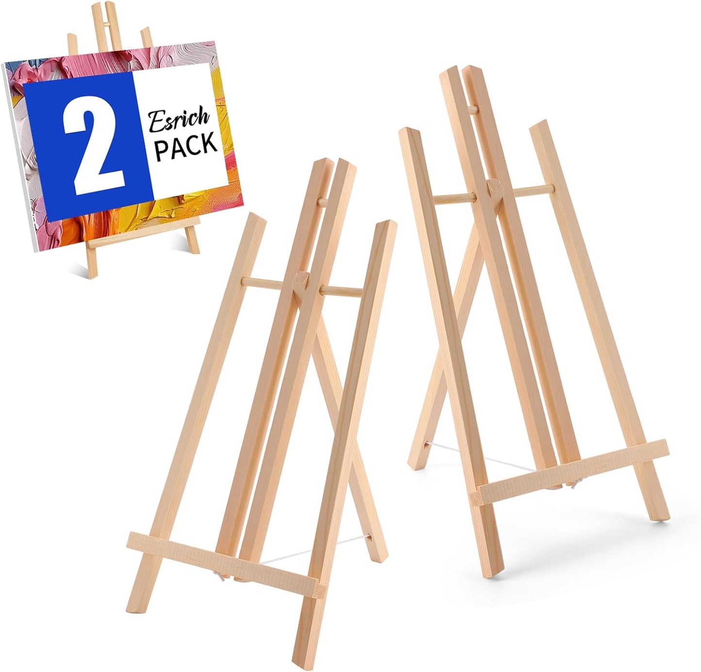 ESRICH 24 Pack 11.8" Wood Easels,Tabletop Easel for Painting,Painting Party, Displaying Canvases, Kids Student Table School Desktop, Portable Canvas Photo Picture Sign Holder