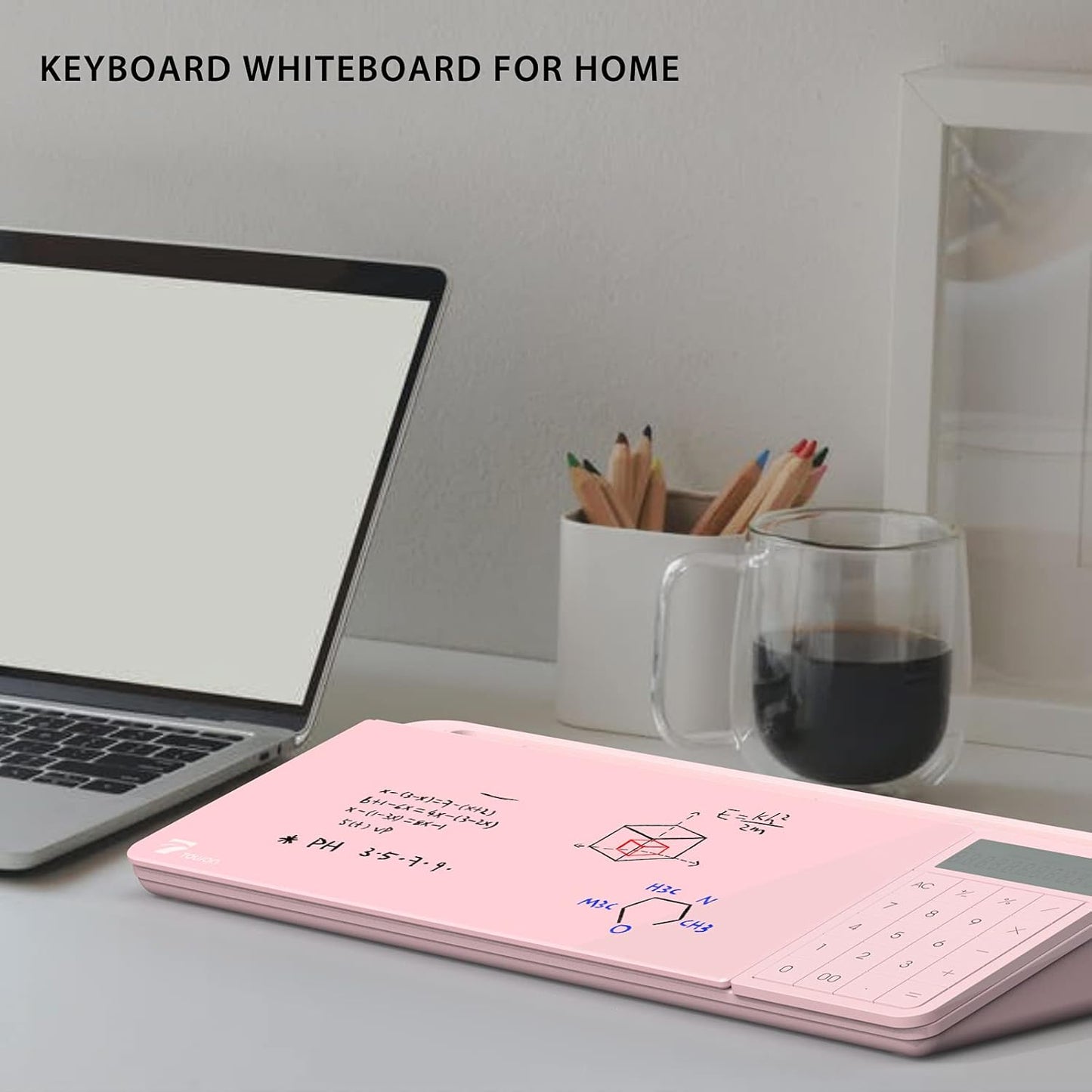 TOWON Small Compact Glass Desktop Whiteboard with Storage – 12 x 7 in Dry Erase Board for Desk, Home Office, School | Includes 5 Markers, Eraser & Holder | Space-Saving Organizer, Aesthetic Rose Gold