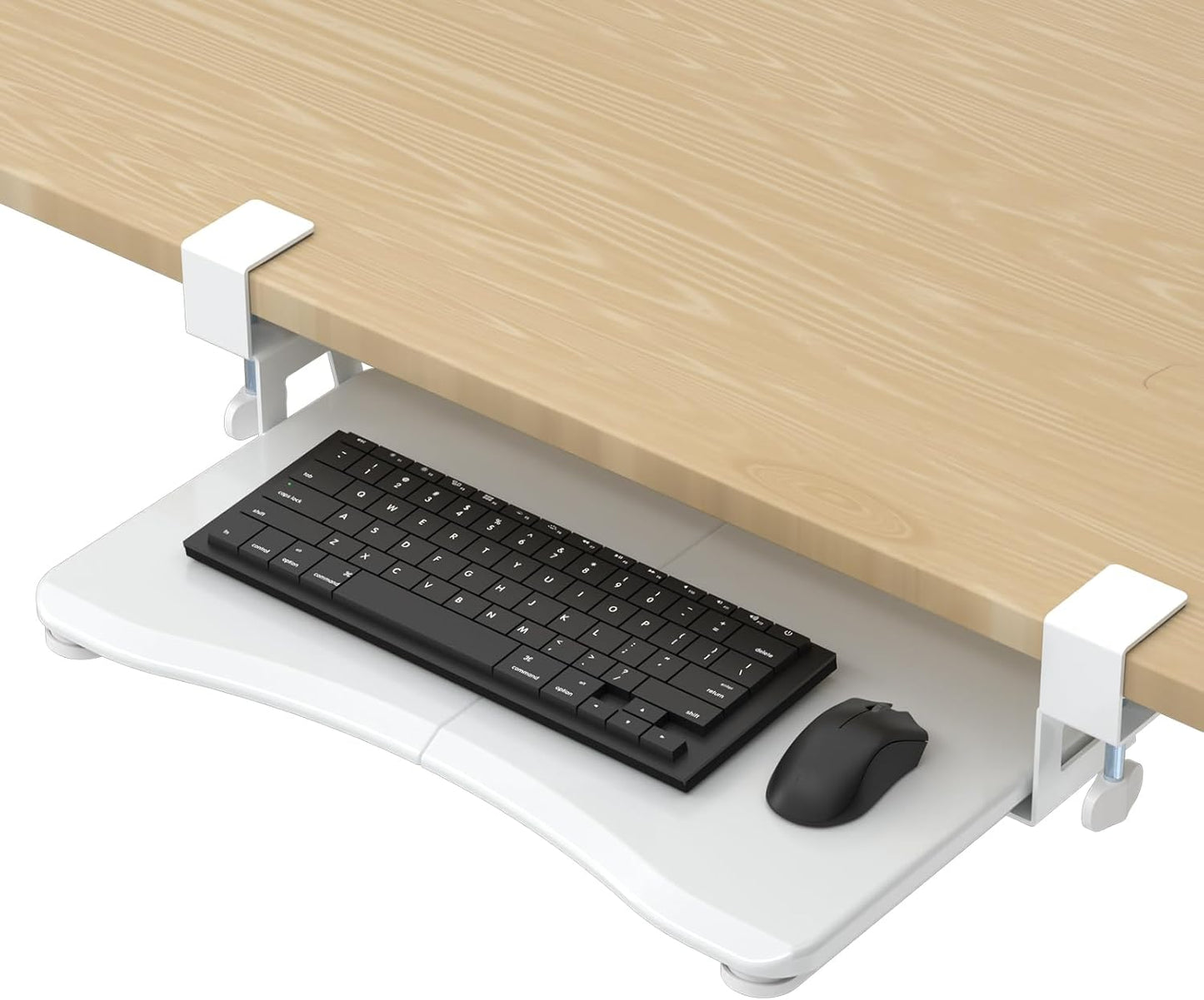suptek Keyboard Tray Under Desk Pull Out with C Clamp Mount, Computer Keyboard & Mouse Tray, 25.6 (30 Including Clamps) x 11.8 inch Slide-Out Platform Computer Drawer for Typing, Black, DSF1