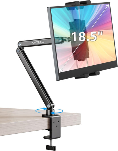 Urmust Tablet Stand for Desk, Adjustable iPad Holder for Bed, 360° Rotation, Sturdy Aluminum Tablet Arm Mount for 4.7"-15.6" iPad Pro/Air/Mini, iPhone, Galaxy Tab, for Kitchen, Work, Video Call