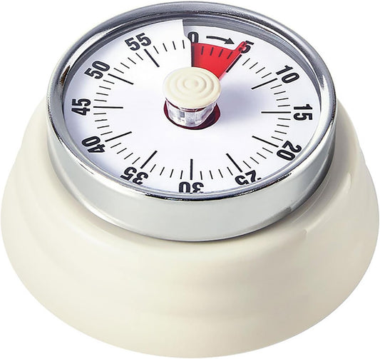 Elegant Stainless Steel Vintage Kitchen Timer with Magnetic Attachment - 60-Minute Countdown & Audible Alarm, Perfect for Cooking, Office Tasks, and Study Sessions (01-red)