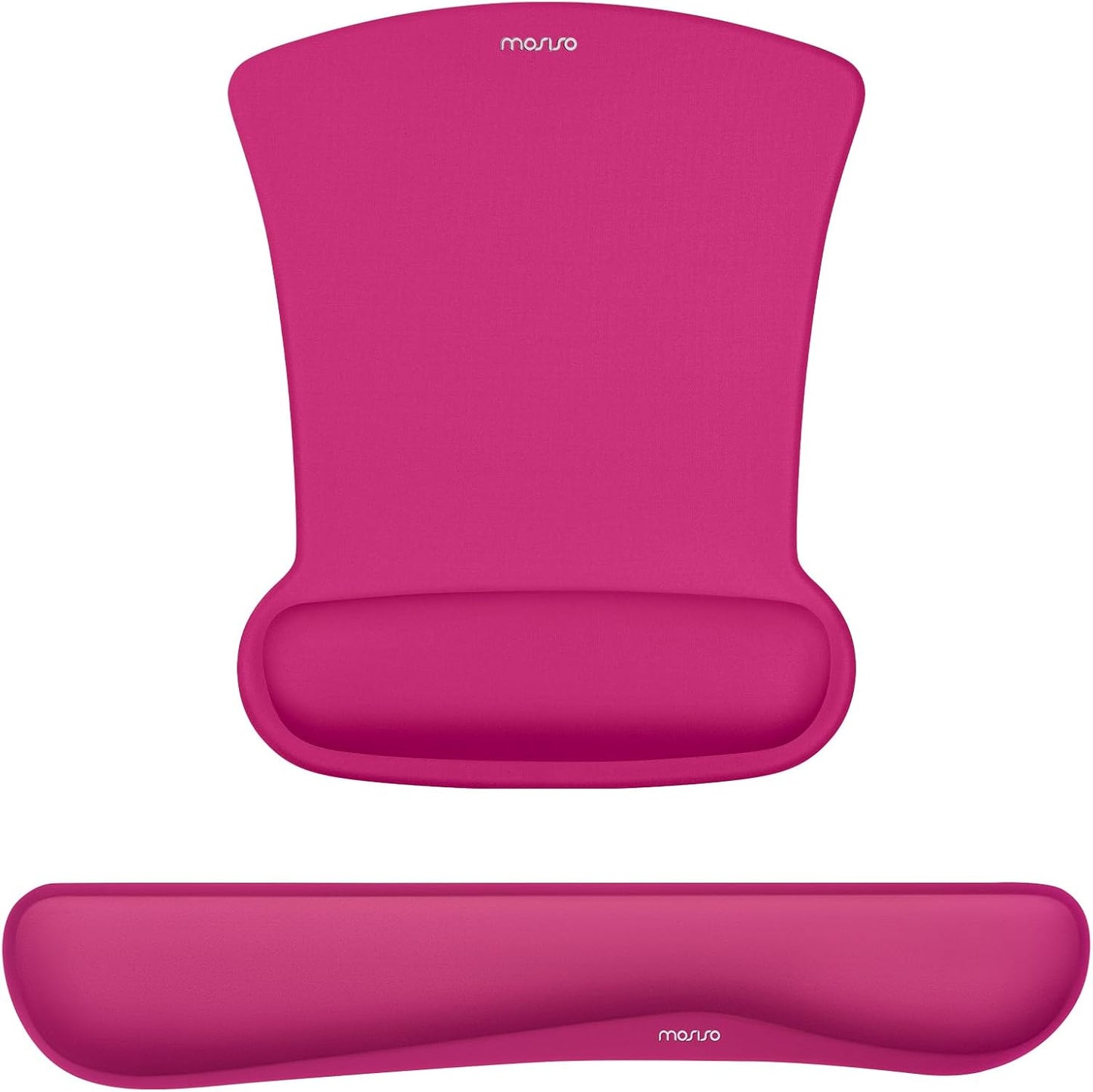 MOSISO Wrist Rest Support for Mouse Pad & Keyboard Set, Ergonomic Mousepad Non-Slip Base Home/Office Pain Relief & Easy Typing Cushion with Neoprene Cloth & Raised Memory Foam, Black