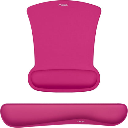 MOSISO Wrist Rest Support for Mouse Pad & Keyboard Set, Ergonomic Mousepad Non-Slip Base Home/Office Pain Relief & Easy Typing Cushion with Neoprene Cloth & Raised Memory Foam, Black