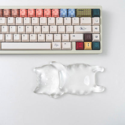 Ergonomic Gel Mouse Wrist Rest – Clear Cute Cat Mouse Wrist Rest, Comfort & Support for Typing and Gaming (Pink)
