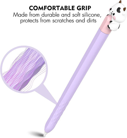 NIUTRENDZ Cute Bear Apple Pencil Case for Apple Pencil 2nd Generation Case Silicone Protective Cover Sleeve Skin Accessories (Brown, Apple Pencil 2nd Generation)
