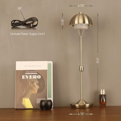 Modern Table Lamp Cordless Portable Desk Lamp, 2700K Stepless Dimming Rechargeable Battery Operated LED Lights for Bedroom, USB-C Charging, Restaurant/Bar/Night Light/Gifts (Antique Brass)