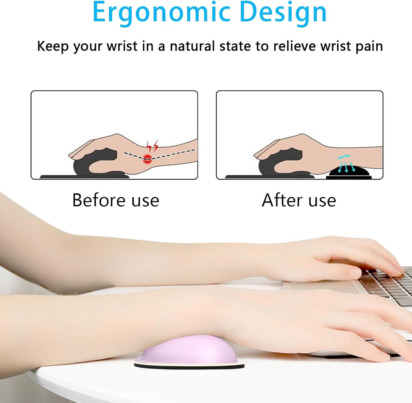 Dapesuom Mouse Wrist Rest, Ergonomic Memory Foam Mouse Wrist for Computer Desk Mats Support, PU Leather Hand Rest Pad Cushion for Gaming, Laptop, Men, Women, Pain Relief & Easy Typing, Black