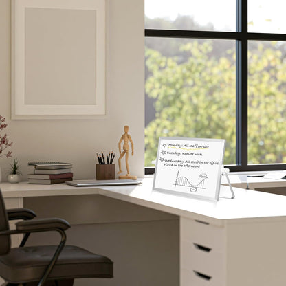Dry Erase Magnetic White Board, 16" x 12" Double-Sided Desktop Whiteboard with Stand, Portable Small Whiteboard Set for Drawing, Office, Home