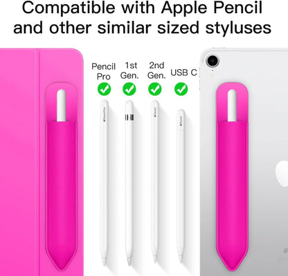 MoKo Pencil Holder Sticker Fit Apple Pencil Pro, Apple Pencil (USB-C), iPencil 1st/2nd Generation, Elastic Pencil Pocket Pouch Adhesive Sleeve Attached to iPad Case for Stylus Pens,Black