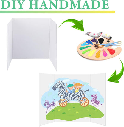 3-Pack Black Trifold Display Boards, 24 x 16 Inches Tri-Fold Corrugated Presentation Boards for Classroom Projects, Science Fairs, Business Events, and Exhibits
