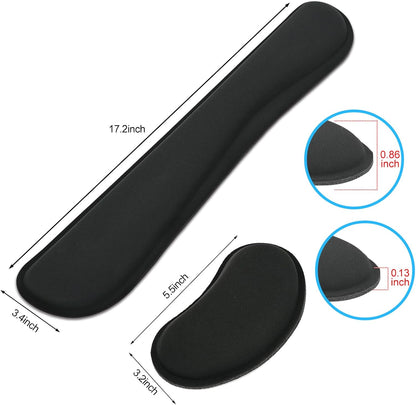 Keyboard Wrist Rest and Mouse Wrist Rest Set - Ergonomic Memory Foam Wrist Cushion - for Wrist Support on Computer, Laptop, Office, Playing Games, Typing Relieves Wrist Pain Rose Red