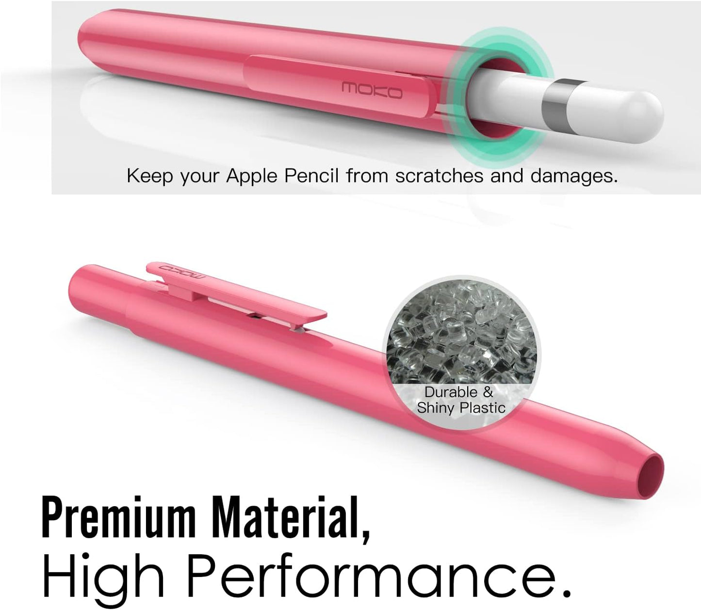 MoKo Holder Case for Apple Pencil 1st Generation, Retractable Apple Pencil 1st Case Protective iPad Pencil Sleeve Skin Cover with Sturdy Clip, Pink