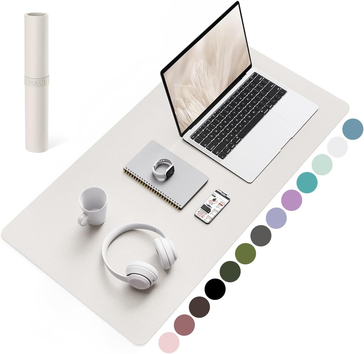 YSAGi Non-Slip Leather Desk Pad, Waterproof Laptop Computer Desk Keyboard Mat, Table Protector Blotter Mat, Large Mouse Pad for Office/Work/Home/Decor(Black, 31.5" x 15.7")
