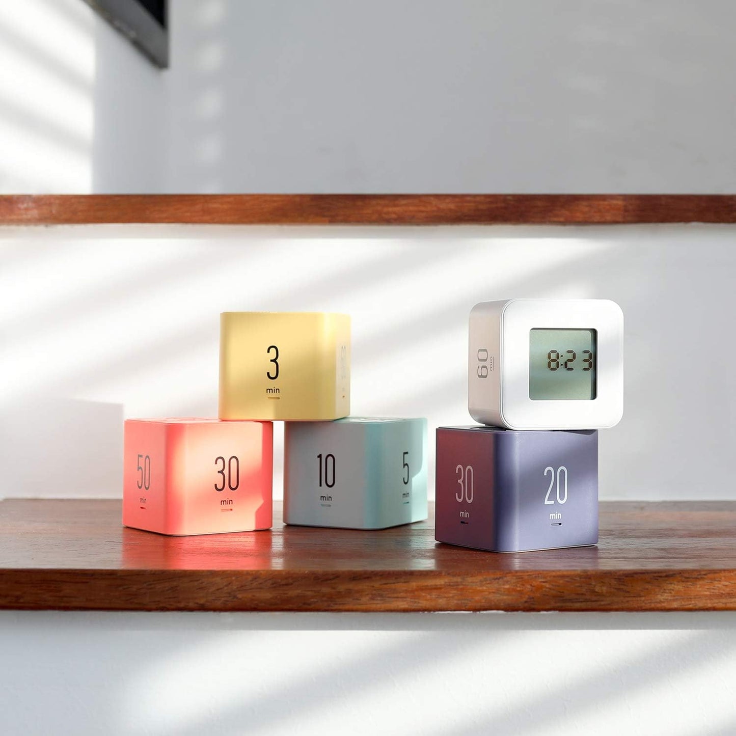 mooas Multi Clock Time Cube Timer (White), Alarm & Backlight Desk Productivity for ADHD Kids Classroom Study, Kitchen, Cooking, Desk, Office, Time Management 5,15,30,60 min Timer Various Setting