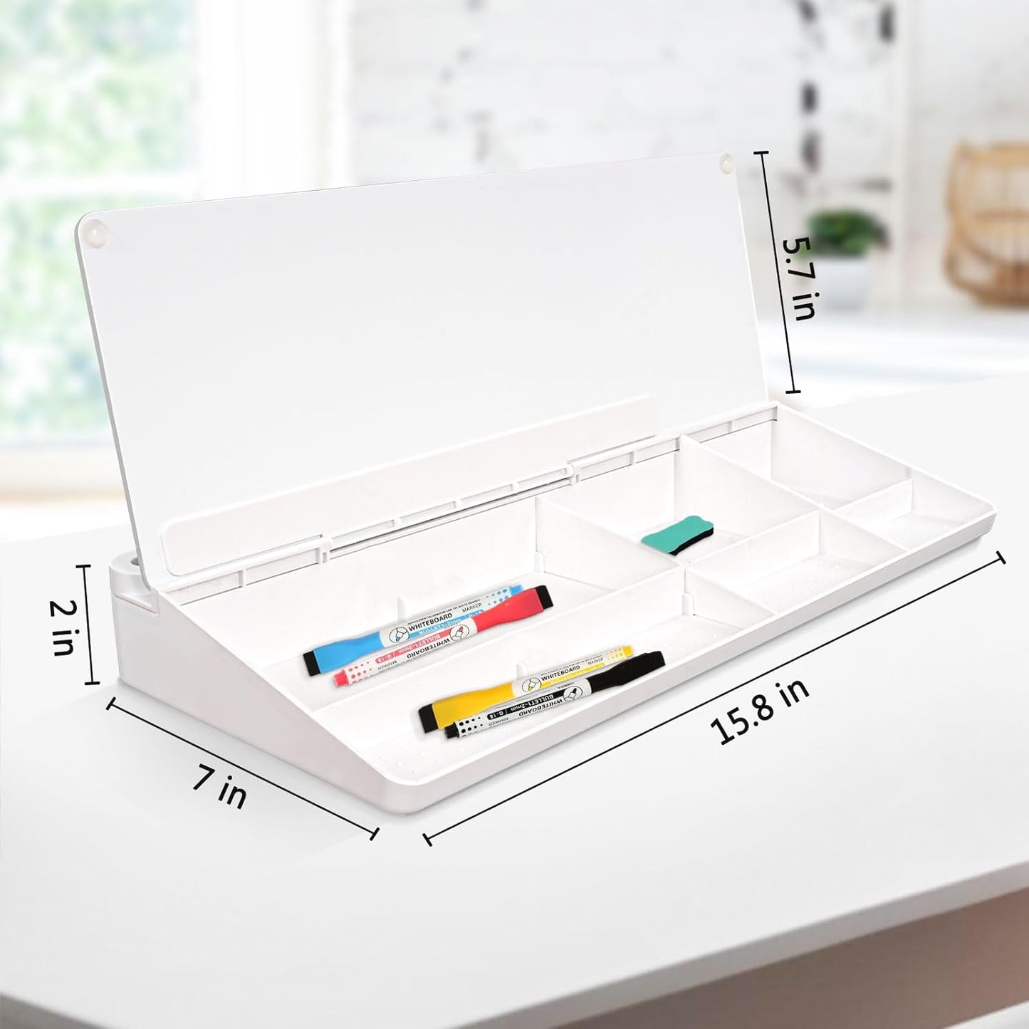 DOLLAR BOSS Glass Desk Whiteboard with Storage, All White & Monitor Memo Boards for Computers 2PCS