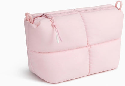 Comfyable Puffy Electronics Organizer Travel Case, Cute Tech Pouch for Women Men, Cable Storage Bag for Charger, Phone, Power Bank, Cord, Compact Tech Accessories Pouch, Rice