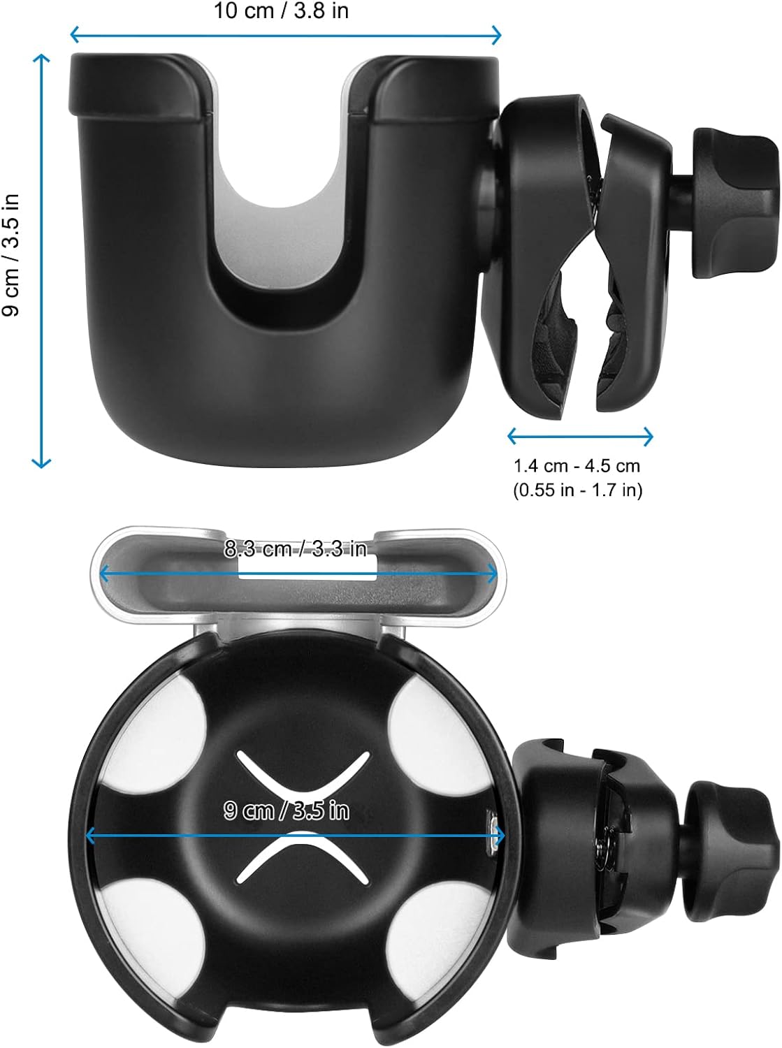 Accmor 2-in-1 Walker Cup Holder with Phone Holder, Wheelchair Cup Holder, Rollator Cup Holder, Cup Phone Holder for Walker, Wheelchair, Rollator, Mobility Scooter