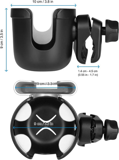 Accmor 2-in-1 Walker Cup Holder with Phone Holder, Wheelchair Cup Holder, Rollator Cup Holder, Cup Phone Holder for Walker, Wheelchair, Rollator, Mobility Scooter