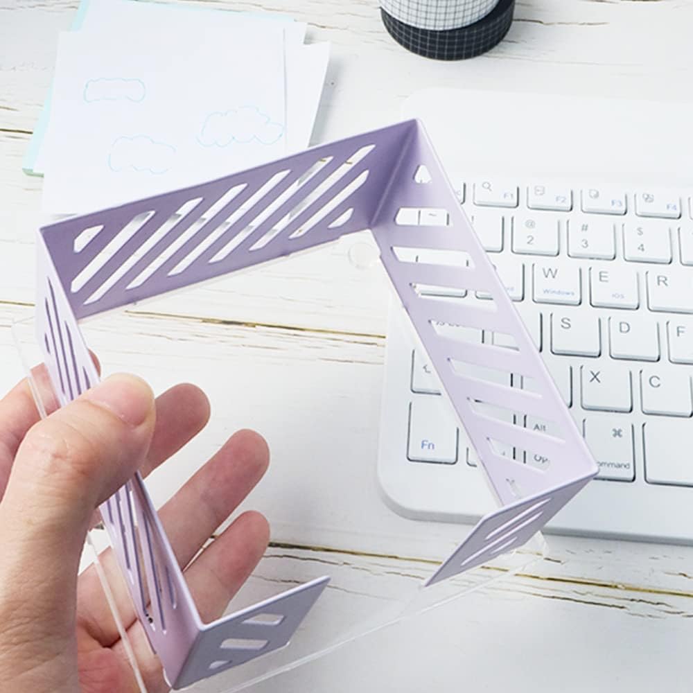 Sticky Note Holder Memo Pad Cube Dispenser 3.5 x 3.5Inch Notepad Holder Acrylic Base Purple Metal Mesh Desk Organizer for Home Office Supplies (Purple Memo Pad Holder)