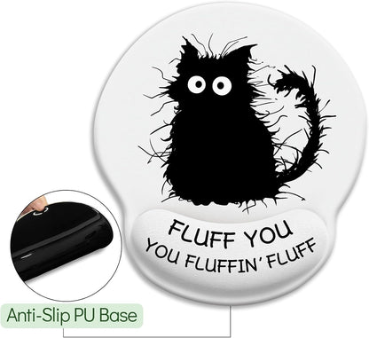 LIMKRIAN Cat Ergonomic Mouse Pad with Wrist Rest, Gaming Mouse Pad with Wrist Support, Funny Mouse Pads for Desk, Computer Mousepad with Non-Slip Pain Relief PU Base, Cute Office Desk Accessories