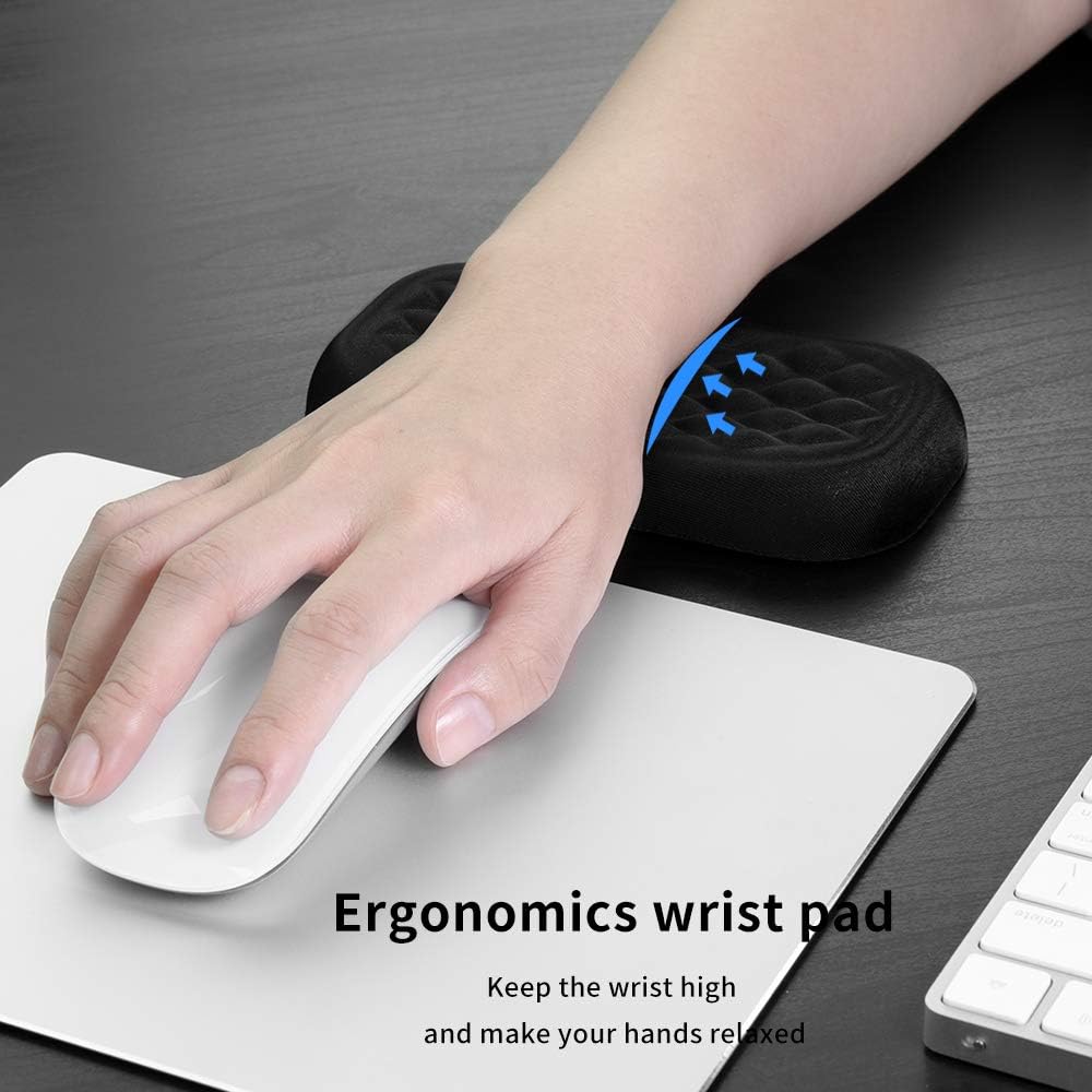 Vaydeer Wrist Rest for Keyboard and Mouse, Computer Ergonomic Wrist Support Pad, Soft Memory Foam Arm Cushion for Desk, Palm Hand Office Laptop Typing