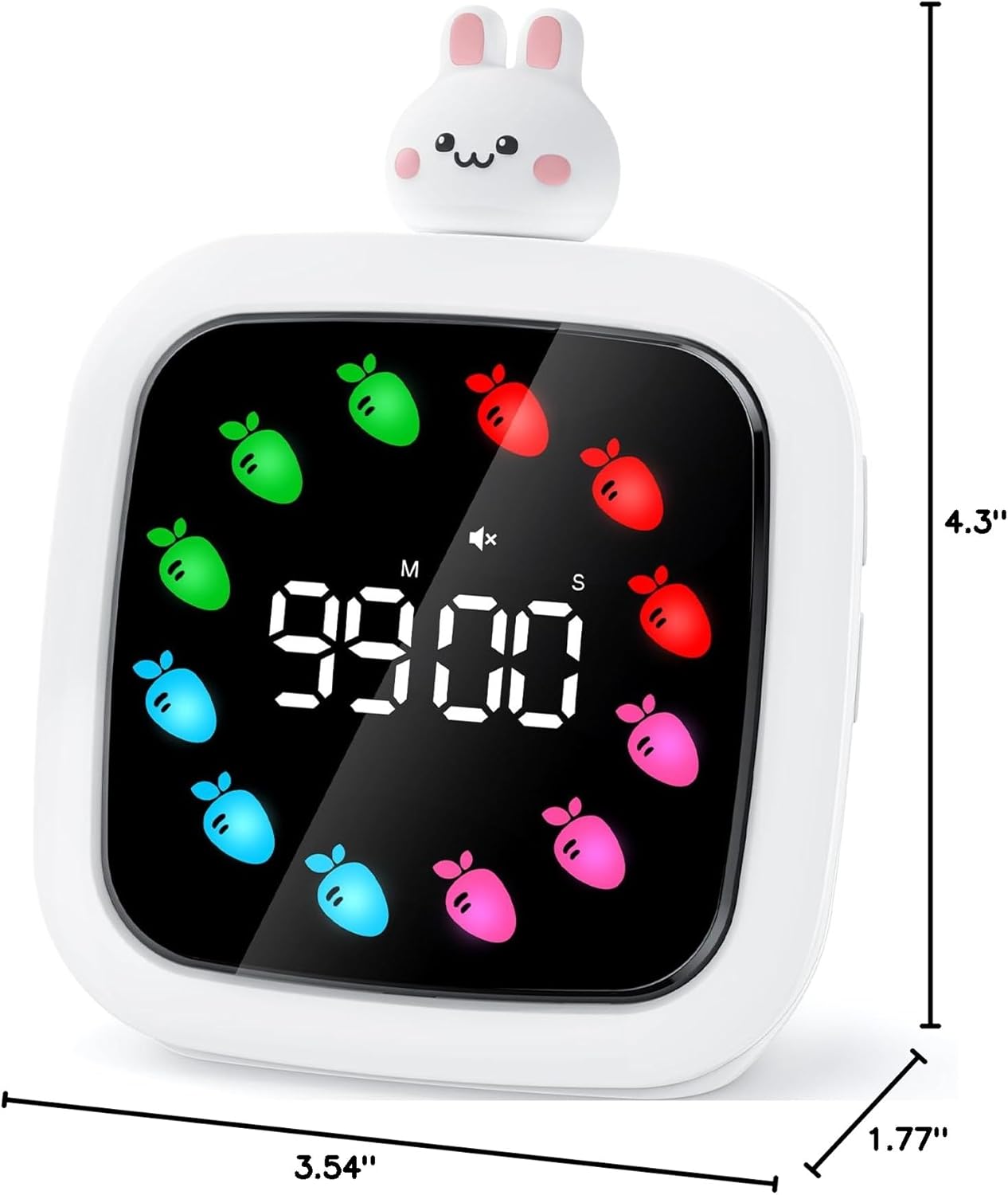 Yunbaoit Digital Visual Timer for Kids, Rechargeable 99-Minute Silent Countdown Timer with 19 Ringtones, 9 Optional DIY Color Star Display, Time Management Tool with Pause Function (Rainbow)