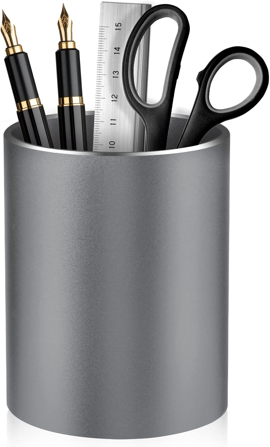Pen Holder Pencil Holder for Desk, Metal desk pen holder, Makeup Brush Holder, pencil cup, pen organizer for desk, for Office, School, Home, and Kids 3.9×3.14inch（Silver）